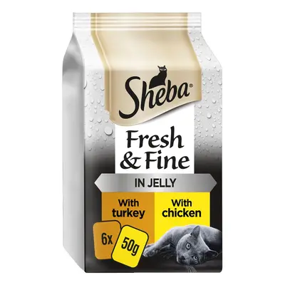 Sheba Fresh & Fine in Jelly Mini Pouches Saver Pack 12 x 50g - Chicken & Turkey in Jelly