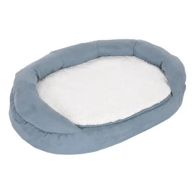 Oval Memory Foam Dog Bed, grey-blue - 117 x 72 x 24 cm (L x W x H)