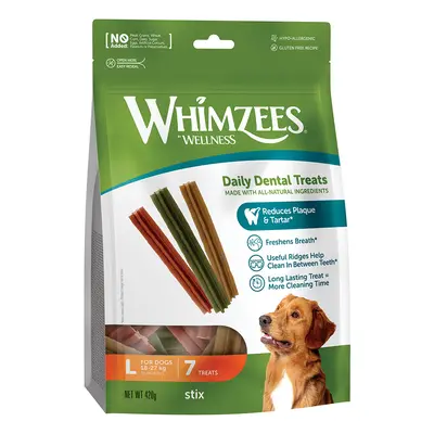 Whimzees by Wellness Stix for Dogs - Size L: for large dogs (18 - 27 kg, 7 Sticks)