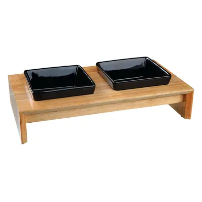 Trixie Ceramic & Wood Feeding Bowl Set - 2 x 0.4 litre