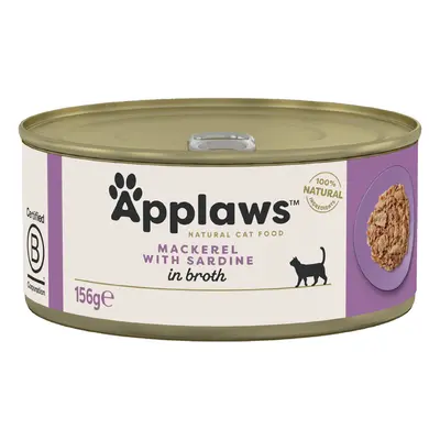 Applaws Adult Cat Cans Tuna/Fish in Broth 156g - Mackerel with Sardine (6 x 156g)