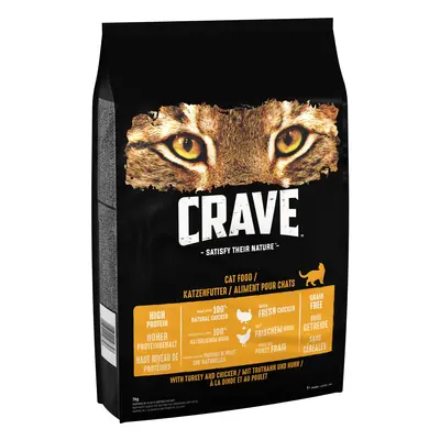 CRAVE Adult Turkey & Chicken Dry Cat Food - Economy Pack: 2 x 7kg