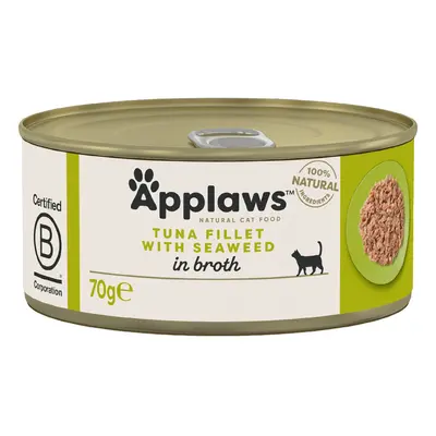 Applaws Adult Cat Cans Tuna/Fish in Broth 70g - Tuna with Seaweed (6 x 70g)