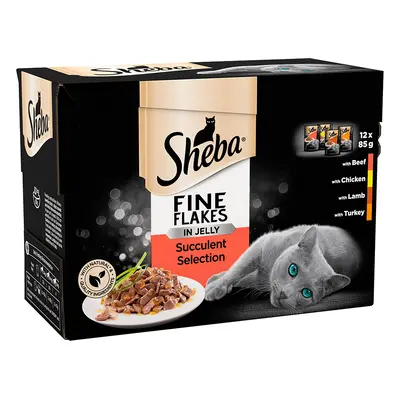 Sheba Pouches Fine Flakes 48 x 85g - Succulent Collection in Jelly