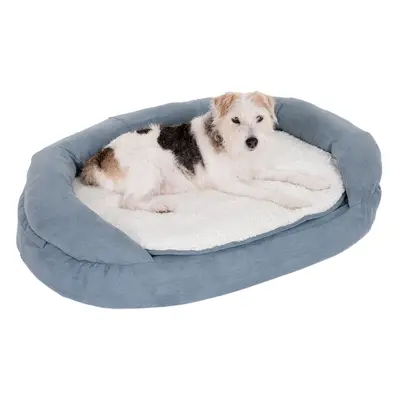 Oval Memory Foam Dog Bed, grey-blue - 100 x 65 x 22 cm (L x W x H)