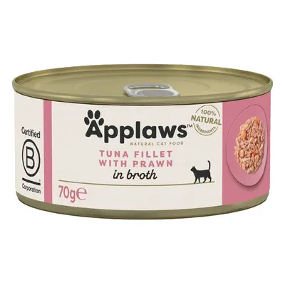 Applaws Adult Cat Cans Tuna/Fish in Broth 70g - Tuna with Prawn (24 x 70g)