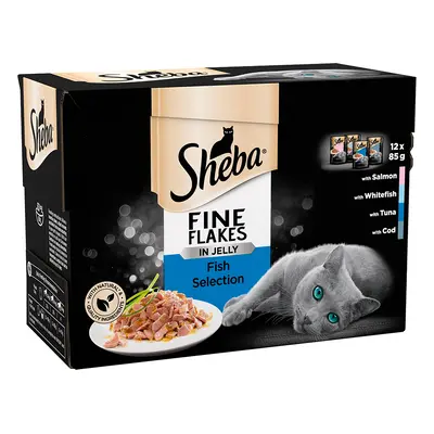 Sheba Pouches Fine Flakes 48 x 85g - Fish Collection in Jelly