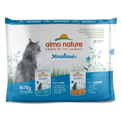 Almo Nature Holistic Sterilised Pouches 70g - Mixed Pack: 2 Varieties (6 x 70g)