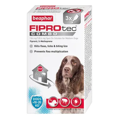 Beaphar FIPROtec® COMBO Flea & Tick Spot-On for Dogs - M (10-20kg) - 3 pipettes