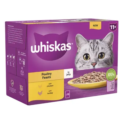 Whiskas 11+ Senior Pouches in Jelly - Poultry Feasts in Jelly (48 x 85g)