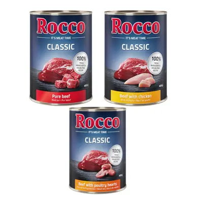 Rocco Classic 6 x 400g - Topseller Mix: Pure Beef, Beef/Poultry Hearts, Beef/Chicken