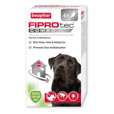 Beaphar FIPROtec® COMBO Flea & Tick Spot-On for Dogs - L (20-40kg) - 6 pipettes