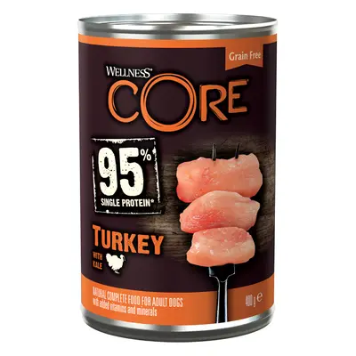 Wellness Core Adult 95% Single Protein Turkey & Kale Wet Dog Food - 6 x 400g