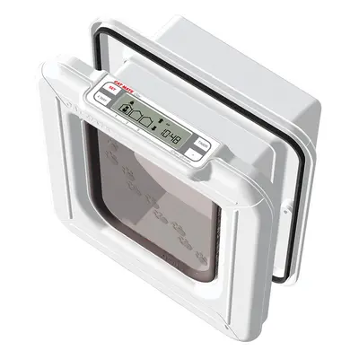 Cat Mate Elite Microchip Cat Flap with Timer Control - White Cat Flap