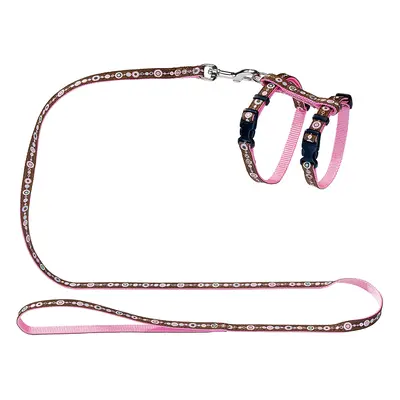 HUNTER Puppy & Kitten Harness + Lead - Pink Signs - Pink: up to 37cm Chest Measurement