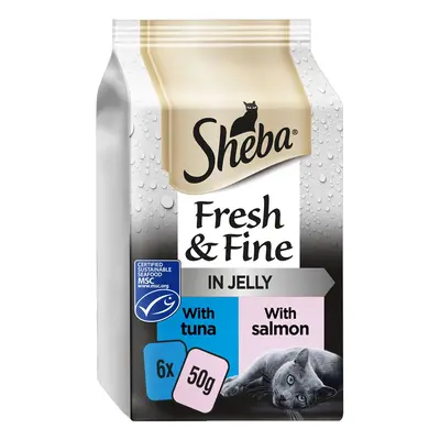 Sheba Fresh & Fine in Jelly Mini Pouches Saver Pack 12 x 50g - Tuna & Salmon in Jelly