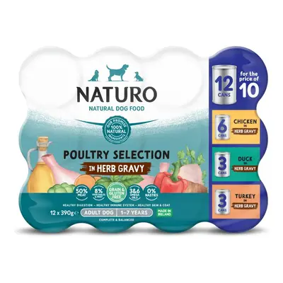 Naturo Adult Grain & Gluten Free Cans - Variety Pack in Herb Gravy - Saver Pack: 24 x 390g