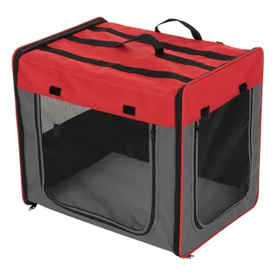 First Class Basic Transport Crate - Size M: 61 x 46 x 53.5 cm (L x W x H) Grey/Red