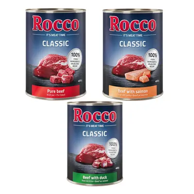 Rocco Classic Saver Pack 24 x 400g - Exclusive Mix: Pure Beef, Beef/Salmon, Beef/Duck