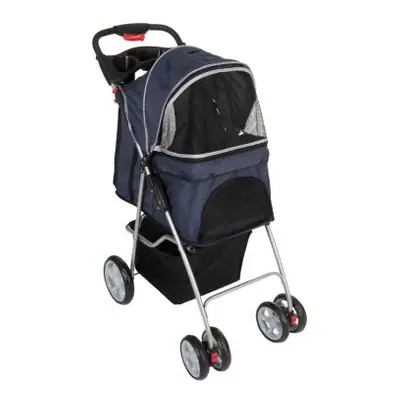 Sporty Pet Stroller for Small Dogs - Navy Blue & Grey