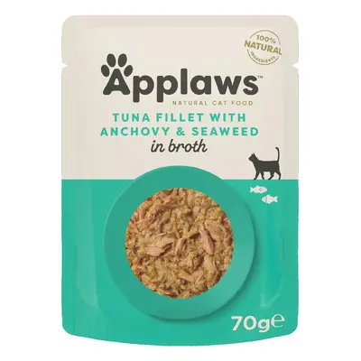 Applaws Adult Cat Pouches in Broth 24 x 70g - Tuna with Anchovy & Seaweed