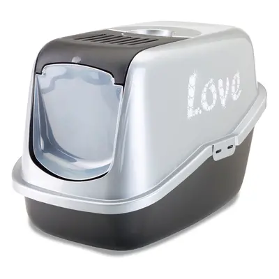 Savic Nestor "Love" Impression Litter Box - Bundle: Black & White litter box + tray bags