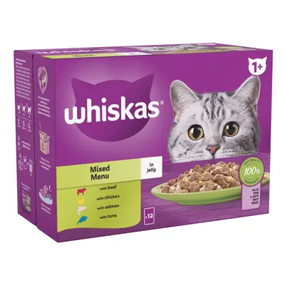 Whiskas 1+ Pouches Mega Pack 96 x 85g - Mixed Menu in Jelly