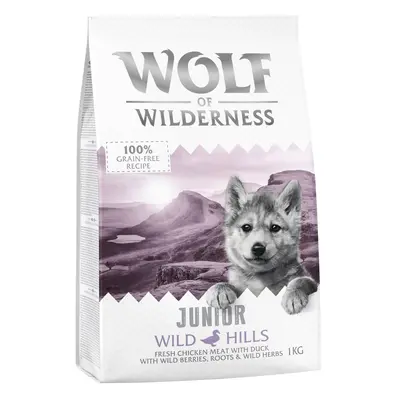 2 x 1kg Wolf of Wilderness Dry Dog Food - Try Now! - Junior 'Wild Hills' - Duck (2 x 1kg)