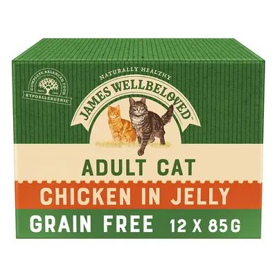 James Wellbeloved Adult Cat Hypoallergenic Pouches - Chicken in Jelly - Saver Pack: 48 x 85g