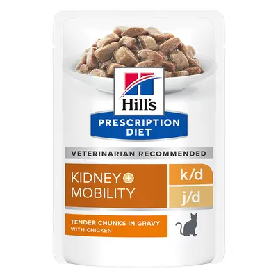 Hill's Prescription Diet Feline k/d+Mobility Kidney+Joint Care - Chicken - 12 x 85g pouches