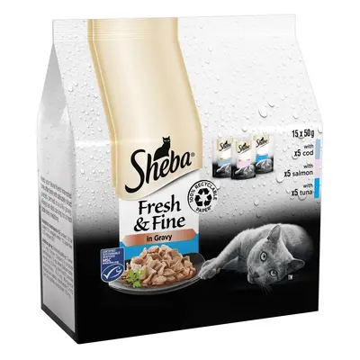 Sheba Fresh & Fine in Gravy Mini Pouches 45 x 50g - Fish Collection in Gravy