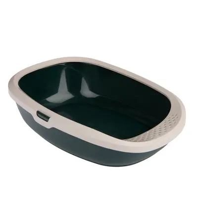 Kooa Cat Litter Tray - 100% recycled Plastic - Dark green / beige