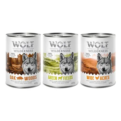 Wolf of Wilderness Adult Single Protein Mixed Packs - 6 x 400g Mixed Pack 2 (3 Varieties)