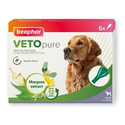 Beaphar VETOpure Plant-Based Protection Flea Spot-On for Dogs (>15kg) - 6 Pipettes