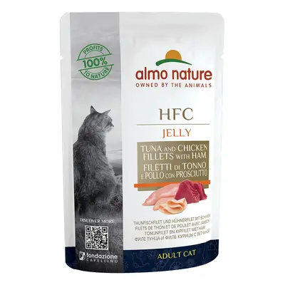 Almo Nature HFC Jelly Pouches for Cats Saver Pack 24 x 55g - Tuna, Chicken & Ham