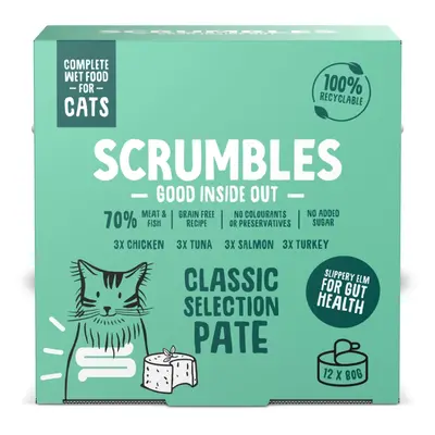 Scrumbles Classic Cat Selection 12 x 80g - Pate (Chicken, Tuna, Salmon, Turkey)