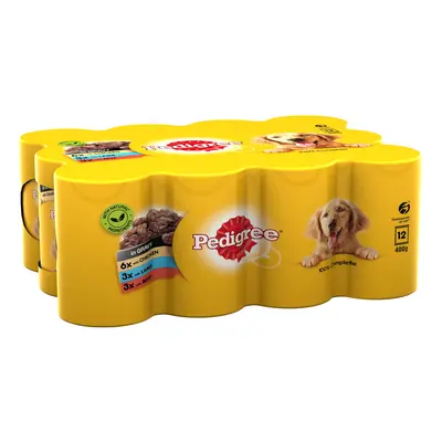 Pedigree Adult Selection Multipack 12 x 400g - Meat Selection in Gravy (Chicken, Lamb & Beef)