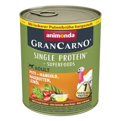 Animonda GranCarno Superfoods Adult 24 x 800g - Turkey, Chard, Rose Hips & Linseed Oil