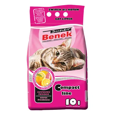 Super Benek Compact Citrus Freshness Cat Litter - 10l (approx. 8kg)