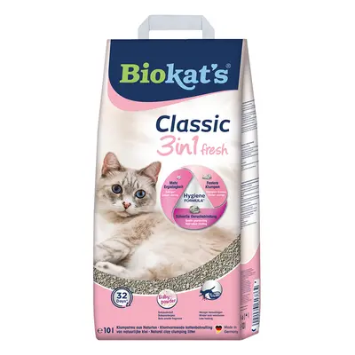 Biokat’s Classic Fresh 3in1 Cat Litter - Baby Powder Scent - Economy Pack: 2 x 10l