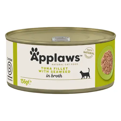 Applaws Adult Cat Cans Tuna/Fish in Broth 156g - Tuna Fillet with Seaweed (6 x 156g)