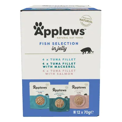 Applaws Adult Mixed Pack Cat Pouches in Jelly 70g - Fish Selection: 3 Varieties (24 x 70g)