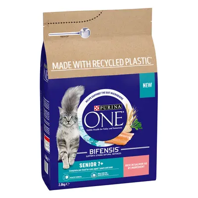 PURINA ONE Senior 7+ Salmon & Whole Grains Dry Cat Food - Economy Pack: 2 x 2.8kg