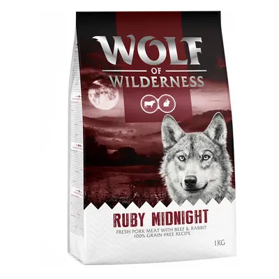 2 x 1kg Wolf of Wilderness Dry Dog Food - Try Now! - Adult "Ruby Midnight" – Beef & Rabbit (2 x 