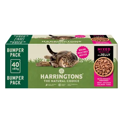 Harringtons Complete Grain-free Adult Cat – Mixed Selection in Jelly - Bumper Pack: 40 x 85g