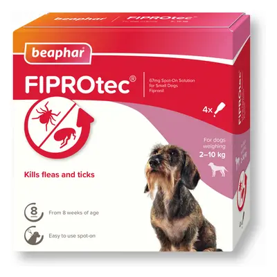 Beaphar FIPROtec® Flea & Tick Spot-On for Dogs - S (2-10kg) - 4 pipettes