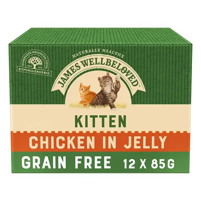 James Wellbeloved Kitten Hypoallergenic Pouches - Chicken in Jelly - 12 x 85g