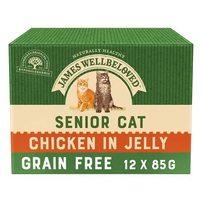 James Wellbeloved Senior Cat Hypoallergenic Pouches - Chicken in Jelly - Saver Pack: 48 x 85g