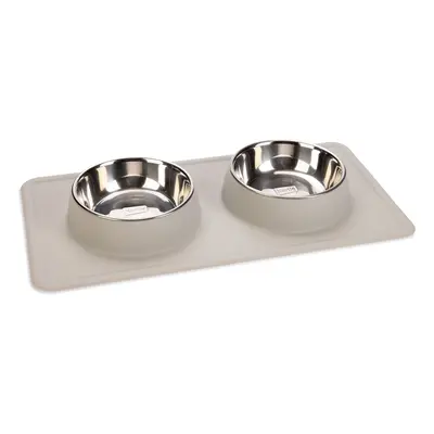 Karlie Stainless Steel Silicone Dex Diner Set Dog Bowl - 2 x 350ml, 14cm diameter Light Grey