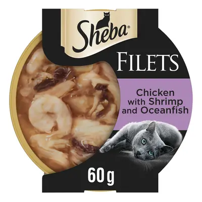 Sheba Fillets in Gravy Trays - Saver Pack: Chicken, Shrimp & Ocean Fish (64 x 60g)